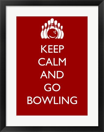 Framed Art Keep Calm and Go Bowling by Sports Mania Wall Decor 18x24 Artwork