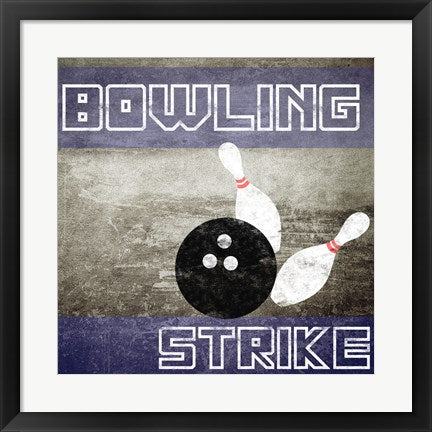 Framed Art Bowling Strike by Sports Mania Wall Decor 18x24 Artwork