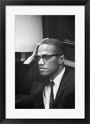 Framed Art Malcolm X Waits at Martin Luther King Press Conference Wall Decor 18x24 Artwork