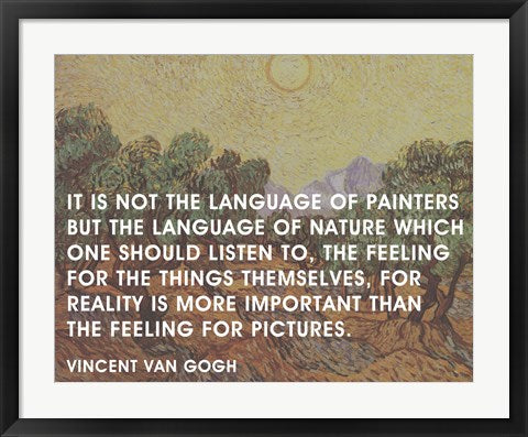 Framed Art Language of Painters - Van Gogh Quote Wall Decor 18x24 Artwork