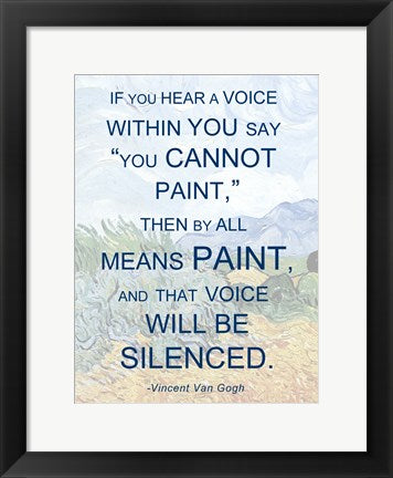 Framed Art If You Hear a Voice - Van Gogh Quote Wall Decor 18x24 Artwork