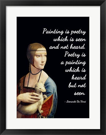 Framed Art Painting is Poetry - Da Vinci Quote 1 Wall Decor 18x24 Artwork