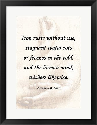 Framed Art Iron Rusts Without Use -Da Vinci Quote Wall Decor 18x24 Artwork