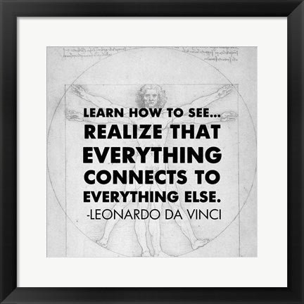 Framed Art Learn How to See -Da Vinci Quote Wall Decor 18x24 Artwork