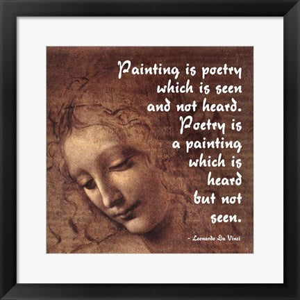Framed Art Painting is Poetry -Da Vinci Quote 2 Wall Decor 18x24 Artwork