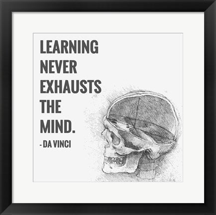 Framed Art Learning Never Exhausts the Mind -Da Vinci Quote Wall Decor 18x24 Artwork