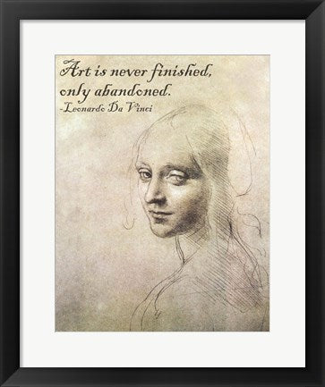 Framed Art Frame Art Art is Never Finished -Da Vinci Quote Wall Decor 18x24 Artwork