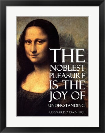 Framed Art The Noblest Pleasure -Da Vinci Quote Wall Decor 18x24 Artwork