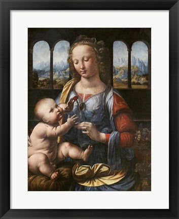 Framed Art Madonna of the Carnation by Leonardo Da Vinci Wall Decor 18x24 Artwork