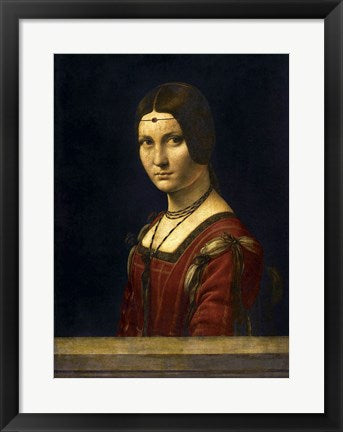 Framed Art La Belle Ferroniere by Leonardo Da Vinci Wall Decor 18x24 Artwork