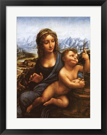 Framed Art Madonna of the Yarnwinder by Leonardo Da Vinci Wall Decor 18x24 Artwork