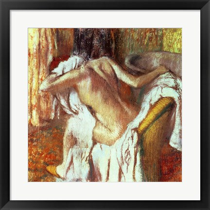 Framed Art Woman drying herself by Edgar Degas Wall Decor 18x24 Artwork