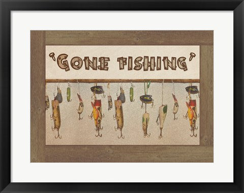 Framed Art Gone Fishing by Veruca Salt Wall Decor 18x24 Artwork