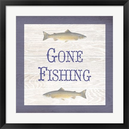 Framed Art Gone Fishing Salmon by Veruca Salt Wall Decor 18x24 Artwork