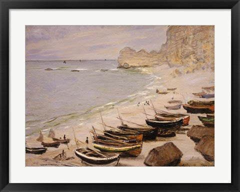 Framed Art Frame Art Boats on the Beach at Etretat, 1883 by Claude Monet Wall Decor 18x24 Artwork