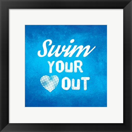 Framed Art Swim Your Heart Out - Blue Vintage by Sports Mania Wall Decor 18x24 Artwork