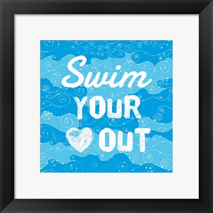 Framed Art Swim Your Heart Out - Grunge by Sports Mania Wall Decor 18x24 Artwork