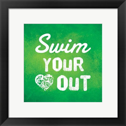 Framed Art Swim Your Heart Out - Green by Sports Mania Wall Decor 18x24 Artwork