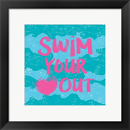 Framed Art Swim Your Heart Out - Teal Pink by Sports Mania Wall Decor 18x24 Artwork