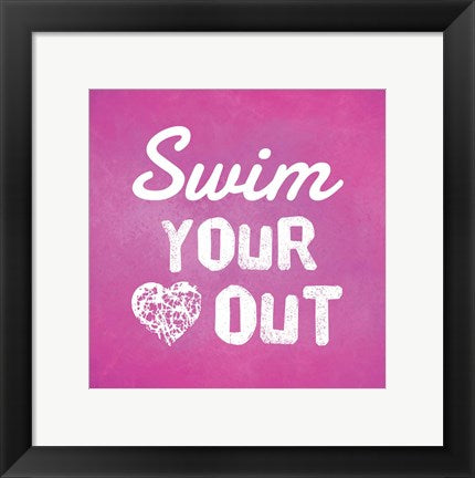 Framed Art Swim Your Heart Out - Pink by Sports Mania Wall Decor 18x24 Artwork