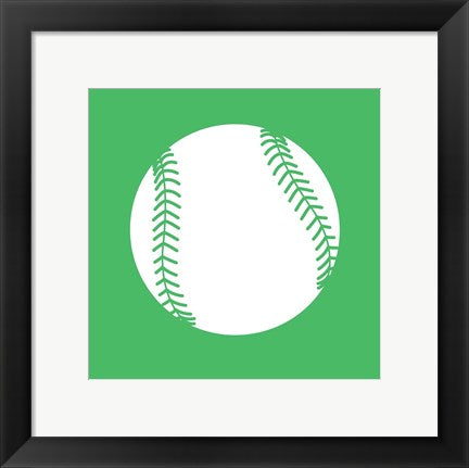 Framed Art White Softball on Green by Sports Mania Wall Decor 18x24 Artwork