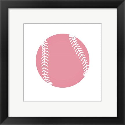 Framed Art Frame Art Baby Pink Softball on White by Sports Mania Wall Decor 18x24 Artwork