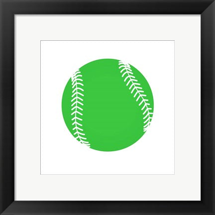 Framed Art Green Softball on White by Sports Mania Wall Decor 18x24 Artwork