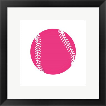 Framed Art Pink Softball on White by Sports Mania Wall Decor 18x24 Artwork