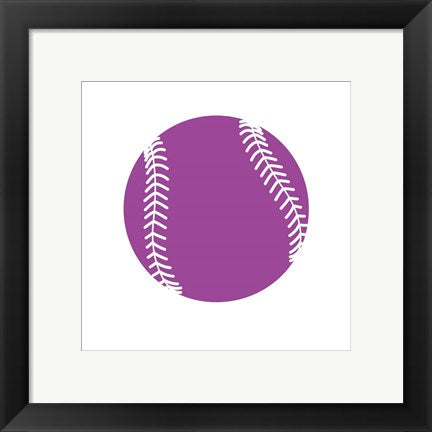 Framed Art Violet Softball on White by Sports Mania Wall Decor 18x24 Artwork