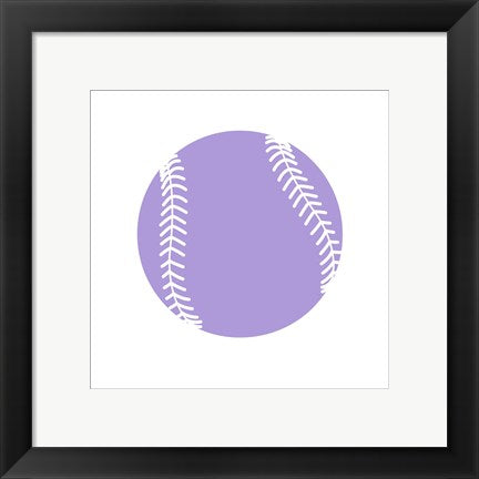Framed Art Purple Softball on White by Sports Mania Wall Decor 18x24 Artwork