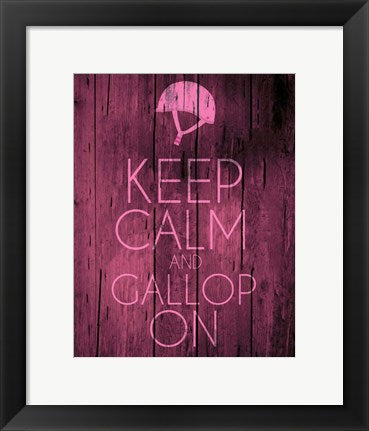 Framed Art Keep Calm and Gallop On - Pink by Sports Mania Wall Decor 18x24 Artwork
