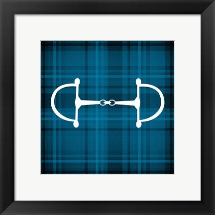 Framed Art Horse Bit - Blue Checkered by Sports Mania Wall Decor 18x24 Artwork