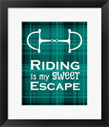 Framed Art Riding is My Sweet Escape - Green by Sports Mania Wall Decor 18x24 Artwork