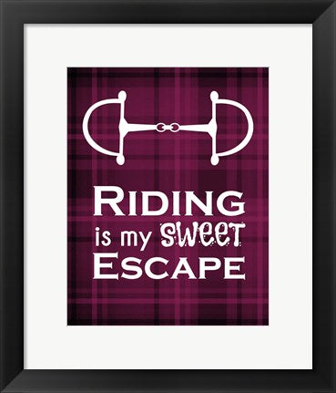 Framed Art Riding is My Sweet Escape - Red by Sports Mania Wall Decor 18x24 Artwork