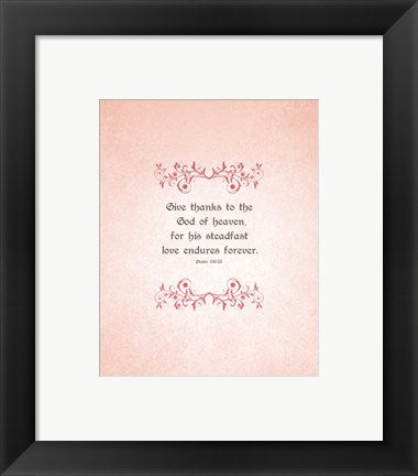 Framed Art Psalm 136:26, Give Thanks (Peach) Wall Decor 18x24 Artwork