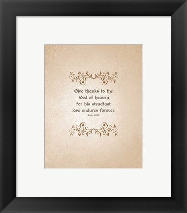 Framed Art Psalm 136:26, Give Thanks (Beige) Wall Decor 18x24 Artwork