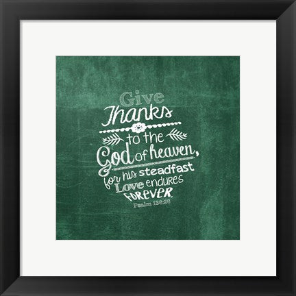 Framed Art Psalm 136:26, Give Thanks (Green) Wall Decor 18x24 Artwork