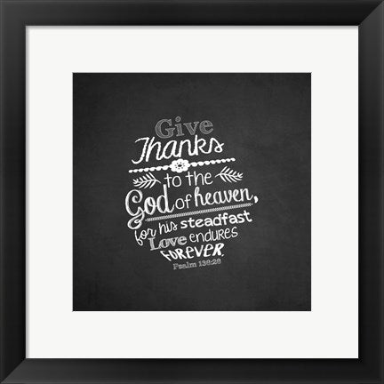 Framed Art Psalm 136:26, Give Thanks (Chalkboard) Wall Decor 18x24 Artwork