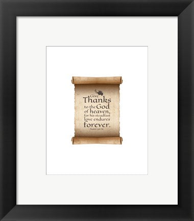Framed Art Psalm 136:26, Give Thanks (Scroll on White Border) Wall Decor 18x24 Artwork