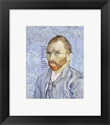 Framed Art Great Things -Van Gogh Quote 3 Wall Decor 18x24 Artwork