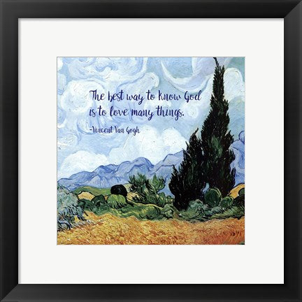 Framed Art Know God - Van Gogh Quote 1 Wall Decor 18x24 Artwork