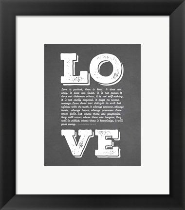 Framed Art Corinthians 13:4-8 Love is Patient - Chalkboard Wall Decor18x24 Artwork