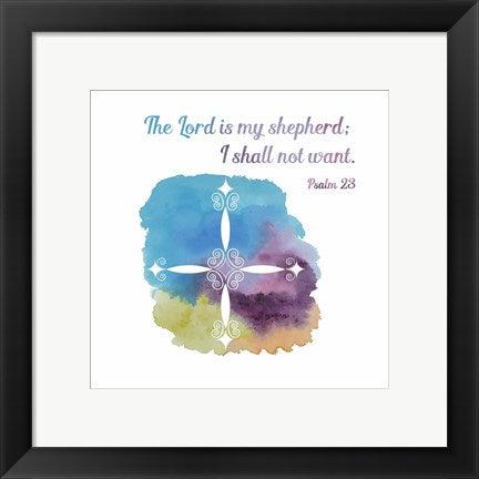 Framed Art Psalm 23 The Lord is My Shepherd - Cross 1 Wall Decor 18x24 Artwork