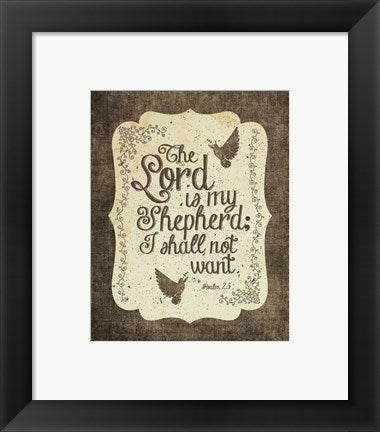 Framed Art Psalm 23 The Lord is My Shepherd - Bird Border Wall Decor 18x24 Artwork