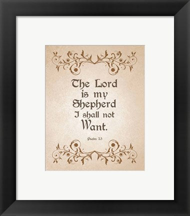 Framed Art Psalm 23 The Lord is My Shepherd - Brown Wall Decor 18x24 Artwork