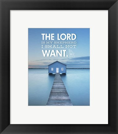 Framed Art Psalm 23 The Lord is My Shepherd - Lake Wall Decor 18x24 Artwork