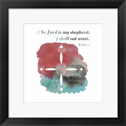 Framed Art Psalm 23 The Lord is My Shepherd - Cross 2 Wall Decor 18x24 Artwork