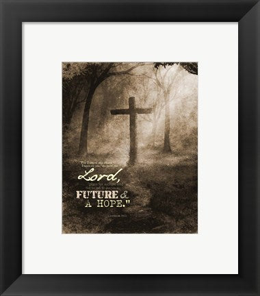 Framed Art Jeremiah 29:11 For I know the Plans I have for You (Sepia Cross) Wall Decor 18x24 Artwork