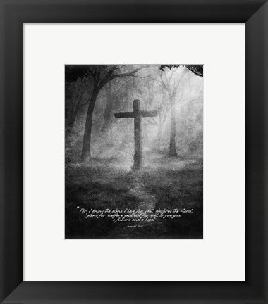 Framed Art Jeremiah 29:11 For I know the Plans I have for You (Black & White Cross) Wall Decor 18x24 Artwork