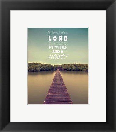 Framed Art Jeremiah 29:11 For I know the Plans I have for You (Lake House Color) Wall Decor 18x24 Artwork